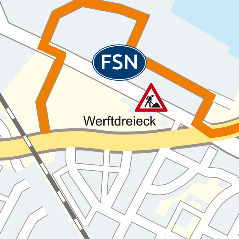 Anfahrt FSN Karte Rostock Werftdreieck